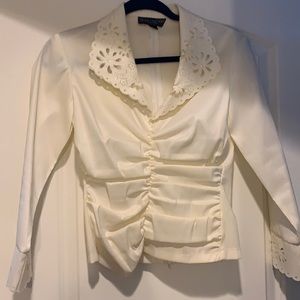 White cutout beaded top